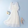 Parti elbiseleri ofis bayan beyaz elbise yaz kadın giyim tatil plajı zarif gerçek ipek vestidos zm632