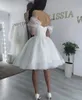 Sparke kurze Hochzeitskleid 2024 aus der Schulter Pailletten Tüll a-line knielange Brautkleider für formelle Party vestidos de novia