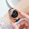 Montres féminines 2pcs Luxury Fashion Femmes Set Pu Leather Strap Dames Quartz Quartz Himestone Rosegold Alloy Bracelet For Ladies Gift