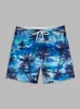 Herren -Shorts Sommerpool Aktivitäten komfortable Küste Hawaiianer Urlaub Casual Beach Coconut Tree Print