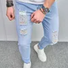 Jeans masculin Spring Fashion Ripped Men Skinny Jeans pantalon pour hommes trous décontracté mâle extensible crayon pantalon denim y240507