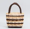 Plażowe drewniane koraliki tkane torba ręcznie robione drewniane koraliki torebki puste torby