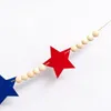 Decorazione per feste 4.1ft Patriotic Star Garland Stars Banner con perle di legno scintillanti a sponsole per evento di indipendenza