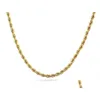 Łańcuchy BK 18K złota wylewane dla kobiet mężczyzn M skręcona lina Dziecięcie Naszyjniki Biżuteria Rozmiar 16 18 20 22 24 30 cali zrzucanie wisie