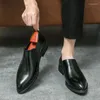 Chaussures décontractées Hommes classiques Hobe Slip on Black Cuir pour plus taille 46 Point Toe Business Mariage formel