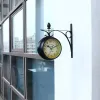 Zegarki wystrój steampunk Station unikalne zegary ścienne vintage pokój neonowy stacja zegara europejskiego dwustronnego zegara ściennego kreatywna