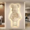 Horloges de grande taille style anime ours mur horloge créatives salon silencieux horloges lumineuses familiales restaurant nordique de style nordique décorations