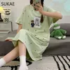 Women's Sleep Lounge Sukae M-4XL 100% Bomull Womens Casual Short Sleeved Pyjamas Casual Pyjamas Fashion Girl Pyjamas Cartoon Dressl2405