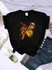 Frauen T-Shirt Flammen Schmetterling Flügel Womens T-Shirt Hip Hop Full Mathematical Short Sleeve Personalisiertes Gelegenheits-Top O-Neck Womens T-Shirtl2405