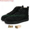 Nieuwe luxe ontwerper Red Bottoms Dress Shoes Mode Laag High Black Lederen Sneakers gemaakt in Italië Vrouw Heels Loafers Spikes Casual Dames Men Trainers