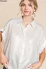 Damesblouses dames glanzende knop met korte mouwen naar beneden shirts geklede v nek tops zomer y2k streetwear casual werk kantoor blouse tuniek