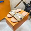 24SS Women Slippers Sandals Lock It Flat Mule Canvas Gold Circle Outdoor Slipper Summer Designer Luxury Fashion Ladies Beach Pool Slides 5.7 04