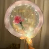Party Decoration Valentines Day LED Light Balloon Bobo Balloons Bouquet Balls With Rose Flower Birthday Wedding Supplies