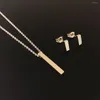 Ketting oorbellen Set 3 -delige voor vrouwen roestvrij staal glad klein lange hangers bruiloft verjaardag kerst Halloween datumcadeau