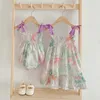 Famille Matching Tenues Summer NOUVEAUX filles vêtements de vêtements filles robe bébé sling sling smocking stitch princess girl robe Family Matching soeur tenue d240507