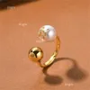 Guld enkel pärla öppen designer ring för kvinnor märke pärla boll kinesisk finger moissanit engagemang bröllop kärlek r 897213