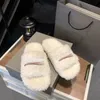 2024 Luxury Furry Slippers Men Women Designer Sandal Slider Lady Fashion Wool Fur Fluffy Letters Slides Black White Pink Orange Dark Khaki Grey Warm Flip Flops Scuffs