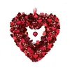 Fleurs décoratives Couronne du coeur en forme de guiron brillant Rouge pour la Saint-Valentin pour la porte d'entrée Proposition de mariage Party anniversaire décor mural