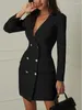Casual Dresses Winter Women Longue Robe Femme Office Lady Work Interview Suit Sexy Mini Vestidos Mujer Notched Formal
