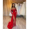 Thigh Prom Dresses Sweetheart Sequins Slit Sleeves Party Evening Dress Pleats Long Special Ocn Dress