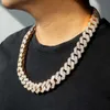 Tjockare 20mm 4 rader Diamond 925 Sterling Silver Iced Out Prong Seting VVS Moissanite Cuban Link Chain