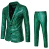 Suites para hombres Blazers Fashionable New Mens Sequin Stamping Hot Stamping Set Disco-Party Party Glub Night Nightglub Tamaño de rendimiento frío S-3XL Q240507