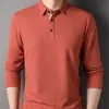 Vår- och höstmän Pullover Lapel -knapp Solid Plaid Lång ärm Tshirt Polo Bottom Fashion Casual Holiday Dress Tops 240428