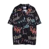 Mode Rhuder Designer -Shirts Trend Volldruck Buchstaben Casual Short Sleved Shirt Set für Männer Frauen High Street Shorts
