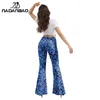 Pantalon féminin Capris Nadanbao Femmes Hippie rétro Rosy Clouds 3D Pantalon évasé imprimé High Wide Jam Leg Pantal