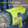 Gun Toys Bubble Gun Machine 132 Holes Rocket Soap Automatisk fläkt med lätt leksaker för barn barn barn pojkar gåvor utomhus leksaker bröllop barn t240506