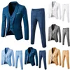 Ternos masculinos Blazers Mens Solid Color Conjunto Ultra-Fhin Fiards Dress Pants Wedding Party Jacket Colet e Teno Mens Q240507