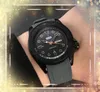 Président Mens Three Pins Designer Watches 42 mm de haute qualité Luxury Automatic Quartz Batterz Clock Date Heure Colorful Rubber Strap Black Ceramic Case Watch