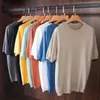 T-shirts masculins T-shirt en cachemire pour hommes à col à col ferme tricoté grand pull de laine Nouveau Printemps / été à manches courtes à manches courtes haut de gamme Teel2405