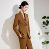 Women's Two Piece Pants Elegant Wine Formal Professional Business Suits Blazers 2024 Women OL Styles Pantsuits With And Jackets Coat Outfits