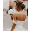 Custom Fashion Made Shoulder Jumpsuits Dresses Women Off Satin Bridal Gowns Plus Size Wedding Dress Cheap