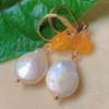Dangle Earrings Natural Baroque White Pearl Yellow Tourmaline Gold Unisex Chandelier Drop Anniversary Crystal Teens Office