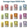 Savage Vape Vapers Desechables Puff 10k 10000 9K Регулируемые 25 мл одноразовые e -циг -вейпы 2% 3% 5% 10 Фаровые вкусы Предварительно заполненные тележки сетка катушка 650mah Аккумулятор