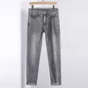 Jeans de verão cinza para homens 2024 Marca de moda européia elástico elástico de luxo de luxo de luxo slim fit Long Style