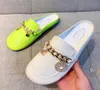 Sandals Brand Design Gold Chain Women Slipper Closed Toe Slip On Mules Round Low Heels Casual Slides Flip Flop Plus Size3959938