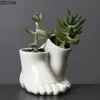 Decoração de vasos de flores em forma de pé criativo Plantas de decoração de vaso de cerâmica de cor pura Craft de decoração de sala de estar 240506