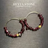 Boucles d'oreilles cerceaux Heyya Stone Vintage Natural Garnet Simple Classic Round Circle Gemstone Jewelry Handmade 14k Gold Exclusive