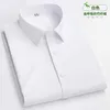 Herrklänningskjortor Summer New Herr Bamboo Fiber Short-Sle Shirt Anti-Wrinkle Noning Business Fashion Comfort Common Dreable D240507