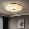 Plafonniers en marbre cuivre chambre salon post-moderne simple et luxe balcon lampe ronde légère