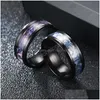 Bandringar 8mm svart gradient inlagda skal ring rostfritt stål för män kvinnliga kvinnliga finger enkel charm bröllop smycken droppe Deliv Dh2py