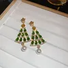 Erecchini a pennaglie stella albero di Natale perla per donne alla moda di fascia alta intarsia di strass per orecchino di lussuoso regalo di lusso