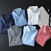 Men's Dress Shirts 2024Mens Business Casual Long Sled Shirt Men M- 5XL Plus Size Shirt Classic Striped Social Dress Shirts Outwear d240507