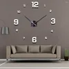 Wanduhren Modernes Design großer Uhr 3D DIY Quarz Fashion Uhren Acrylspiegel Aufkleber Wohnzimmer Wohnzimmer Dekor Horloge