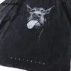 Mens Street Clothing Hip-Hop Oversized T-shirt Fun Dubin Dog grafisch T-shirt Retro Wash Black T-shirt Harajuku T-shirt katoen 240428