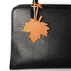 Double Faces Silk Ribbon Full Real Genuine Leather Palm Tree Maple Leaf Keychain Key Chain Women Bag Charm Backpack Pendant 240428