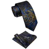 Bow Ties Retro Luxury Blue Gold Paisley Men Black Tie For Office Party Wedding Fashion Handduk Manschettknappar Set grossist Yourties